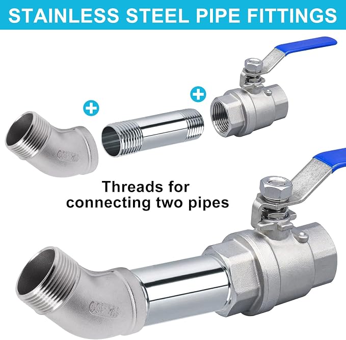 1PCS 45 Degree Elbow Fittings, 1-1/4" NPT Male to 1-1/4" NPT Female 304 - Image 7