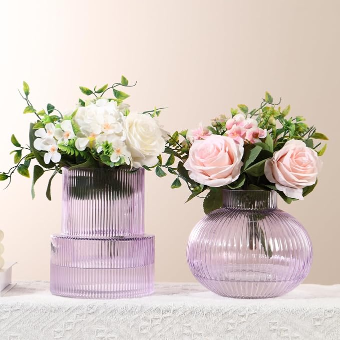 Ribbed Glass Vases, Modern Vase by YANWE