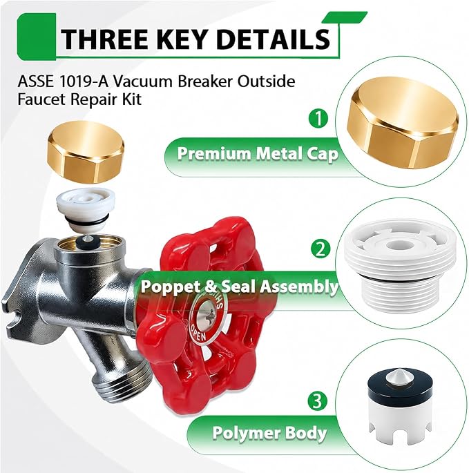 Gold Metal ASSE 1019-A Vacuum Breaker Check Valve Repair Kit, Anti-Siphon - Image 4