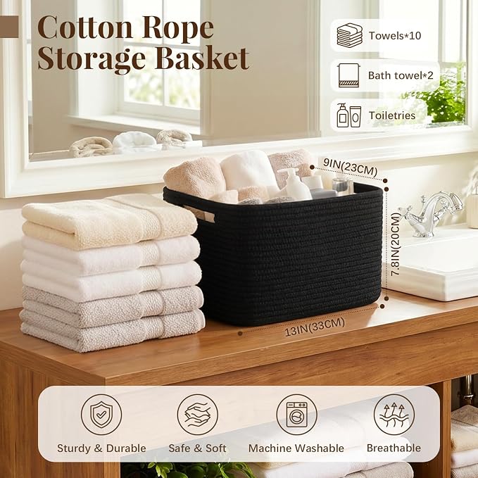 OIASKET 4Packs Natural Cotton Rope Storage Baskets - Image 2