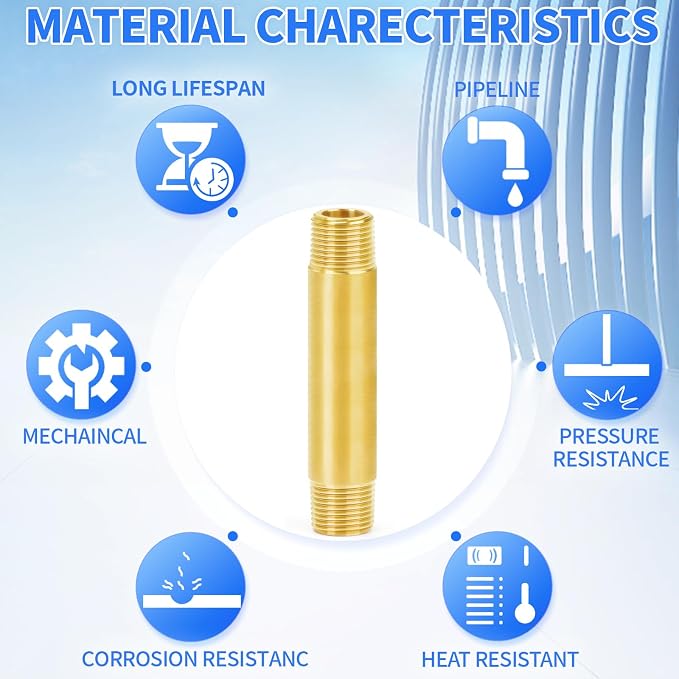 ChillWaves Brass Pipe Fitting, Long Nipple Pipe 3/4" NPT Male x 3/4" NPT Male - Image 5