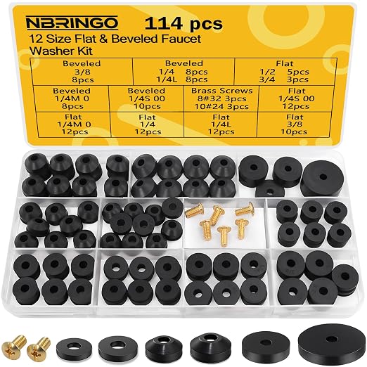 114-Piece 12 Sizes Faucet Washers Assorted Kit by NBRINGO