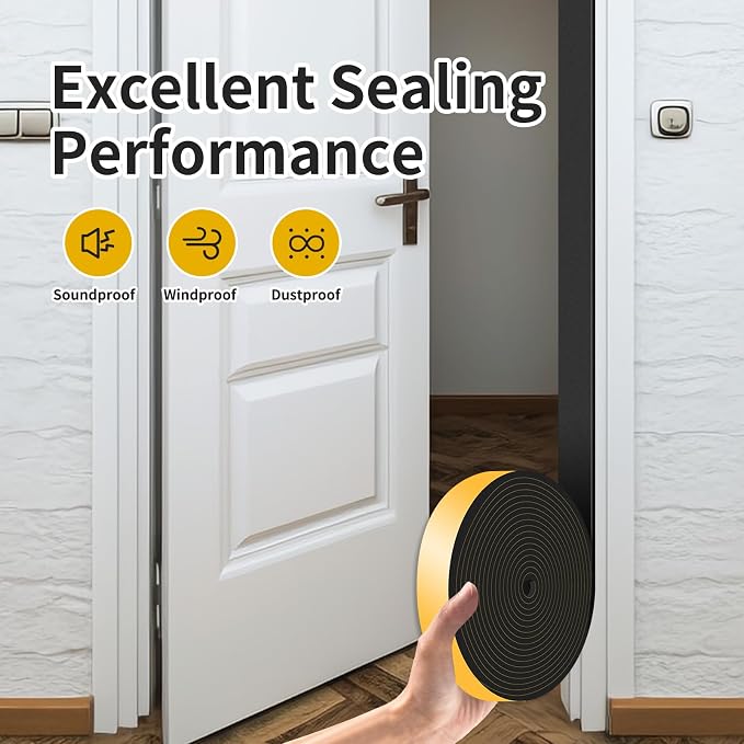 Door Seal Strip, High Density CR Insulation Tape, 1 in x 1/8 in x 16 Ft | - Image 6