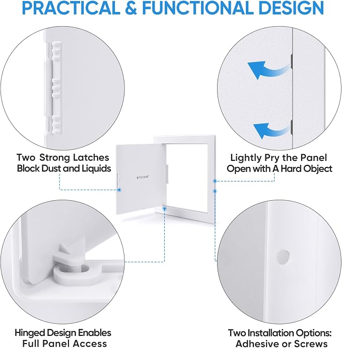 TICONN Access Panel for Drywall, 8 x 8 Inch ABS Plastic Wall Hole Cover Access - Image 3