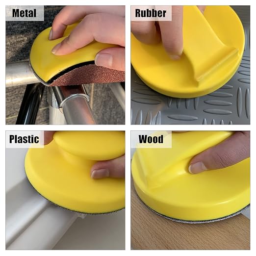 SPEEDWOX 4 Pack 5" Hand Sanding Blocks Round and Mouse-Shaped Hook and Loop - Image 5