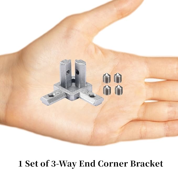 BELLA BAYS 20Series 8Sets Silver 3-Way End Croner Bracket, 90 Degree Corner - Image 6