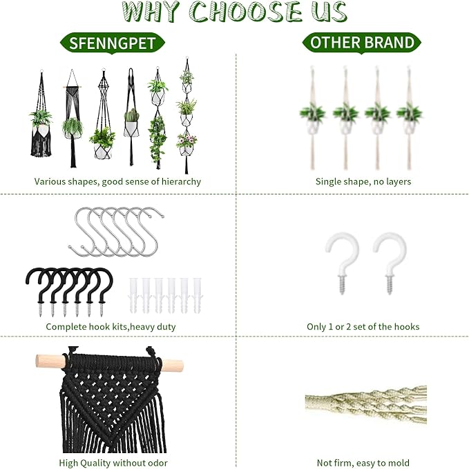 SFENNGPET Macrame Plant Hangers, handmade macromay plant hangers, indoor flower - Image 6