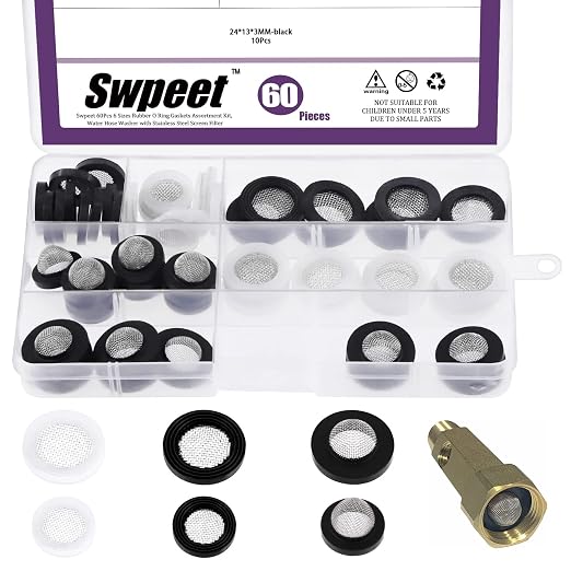Swpeet 60Pcs 3 Sizes Rubber Silicone Flat and Convex Water Hose Washer Seal O by Swpeet