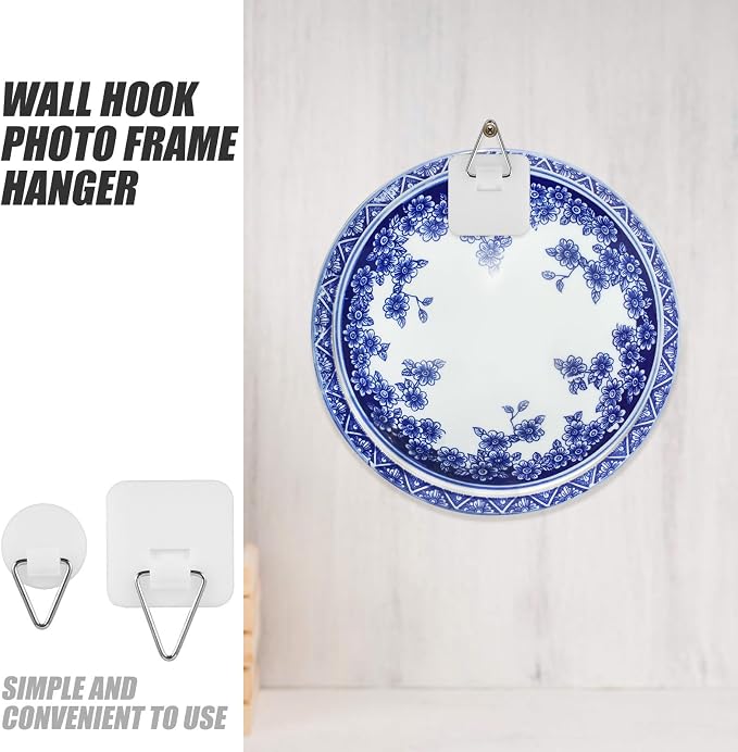 Kisangel 20pcs Adhesive Wall Plate Hangers and Picture Frame Hooks, - Image 3