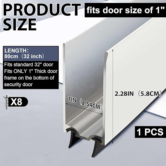 Pushglossy 1 Pack 1" x 32" Storm Door Sweep Replacement Bottom Sweep Aluminum - Image 2
