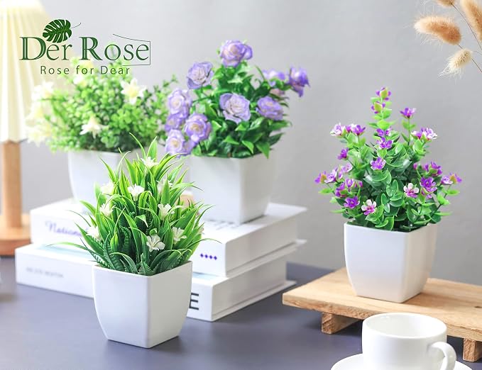 Der Rose 4 Pack Small Fake Plants - Image 4