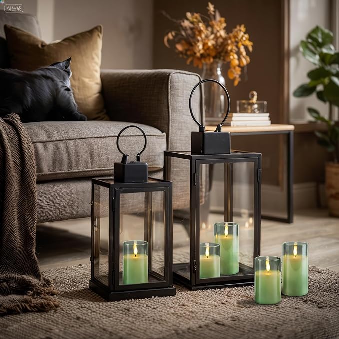 Homemory Sage Green Glass Flameless Candles, Real Wax, Remote Timer, 3 Pack | - Image 8