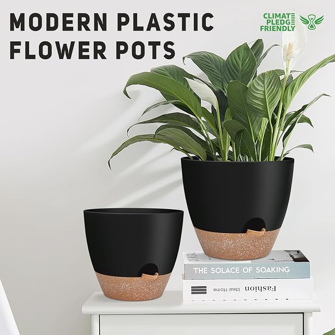 YNNICO 12" 10" 9" Large Self Watering Plant Pots, 3 Pack Flower Pots Planters - Image 3