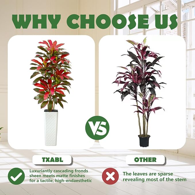 Artificial Red Dracaena Tree Indoor, 7FT Tall Fake Floor Plants - Image 8