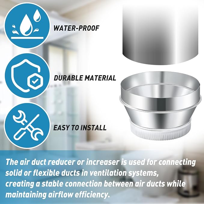 1 Pcs 10 Inch to 8 Inch Duct Reducer Increaser | Galvanized Steel Air Duct - Image 5