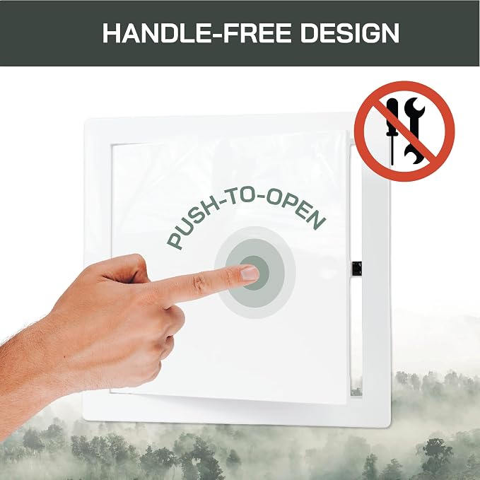 Vent Systems 8" x 8" Push-to-Open ABS Access Door – White Plastic Access Panel - Image 3