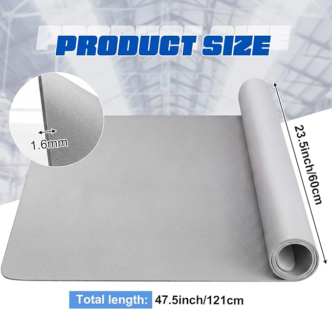 Drydiet Light Gray Workbench Mat 24x48, Cuttable PU Leather Pad, Easy Clean - Image 2