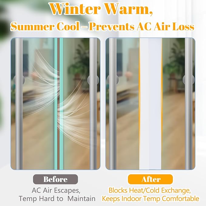ZOMPAGO Clear Weather Stripping Door Window Draft Insulation, 1.35" x 16.4FT | - Image 4