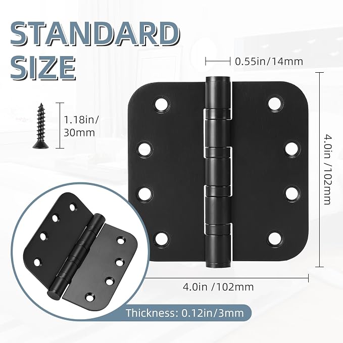 3 Pack Stainless Steel Black Door Hinges - Image 3