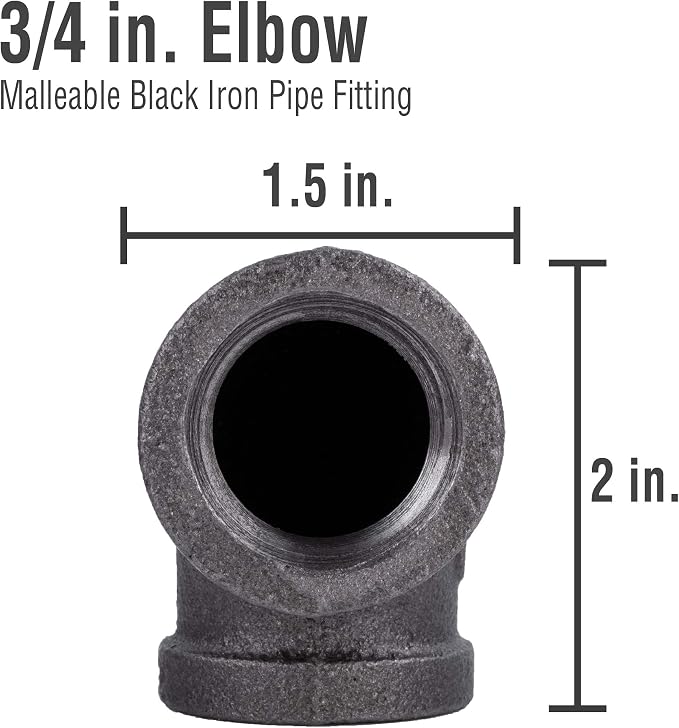 PIPE DECOR 90-Degree Elbow Fitting, 3/4 Inch, DIY Furniture, and Standard 3/4 - Image 2