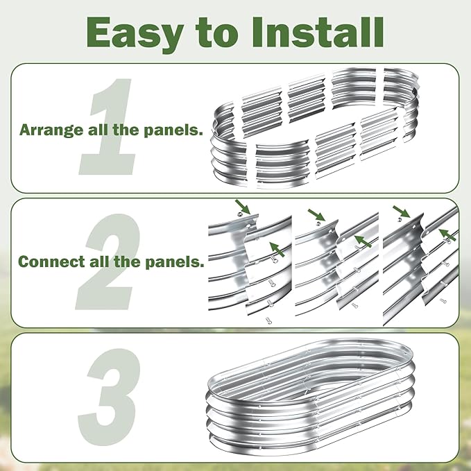 Galvanized Raised Garden Bed Outdoor, Easy Assemble Bottomless Small Oval Plant - Image 6