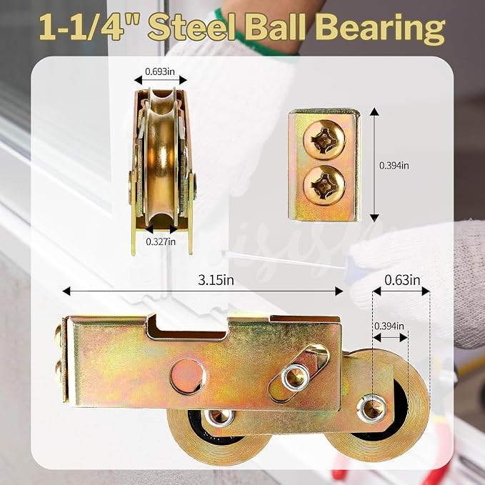 4Pcs Sliding Door Tandem Roller, Heavy-Duty 1-1/4 Inch Sliding Door Tandem - Image 2