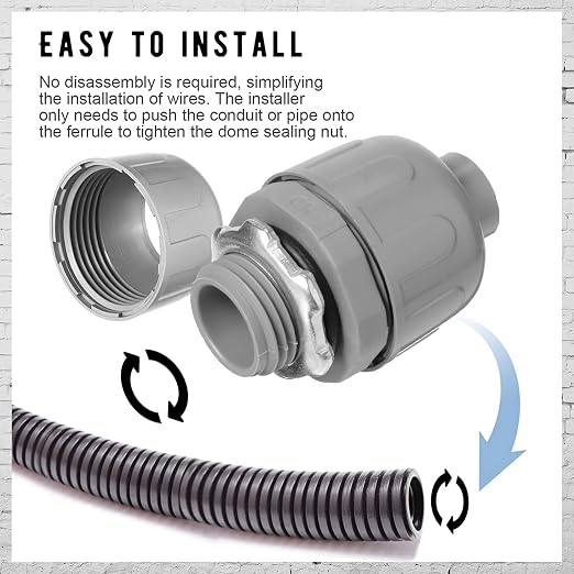 Maitys 80 Pcs 1/2 Inch Liquid Tight Connector Straight 180 Degree | PVC - Image 5