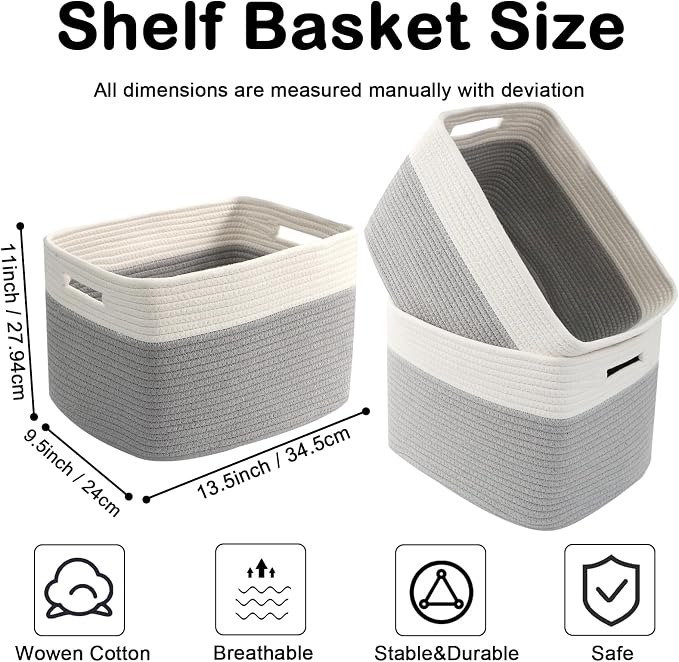 3 Pack Woven Baskets, Storage Baskets - Image 2