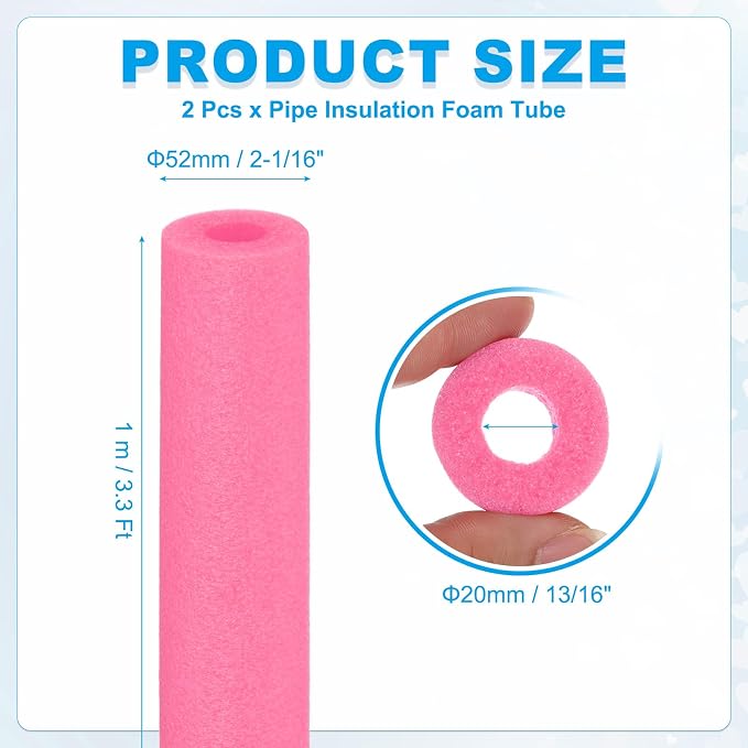PATIKIL Pipe Insulation Foam Tube Foam Pipe Tubing Covers Rose Red 2Pcs | - Image 2