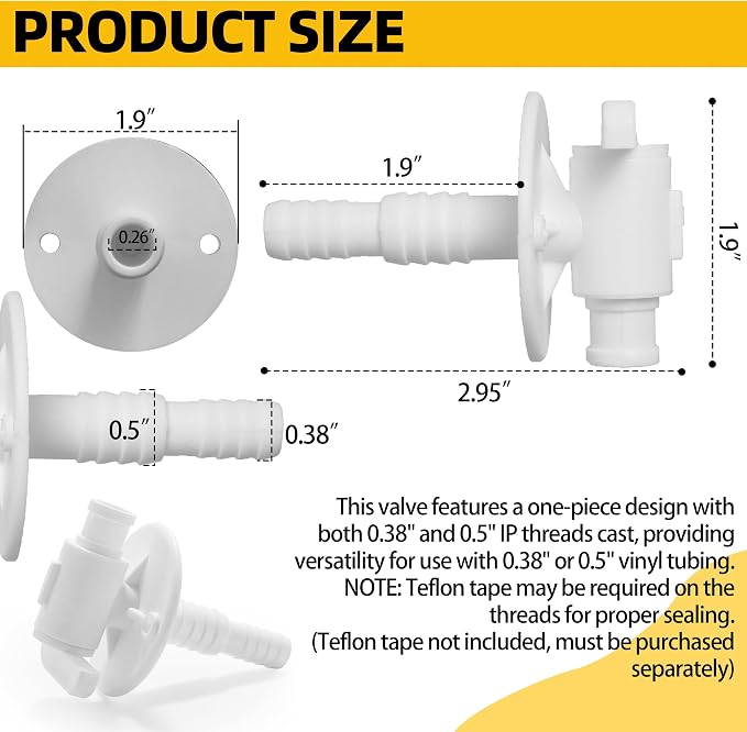 22223 RV Water Tank Drain Valve - Image 2