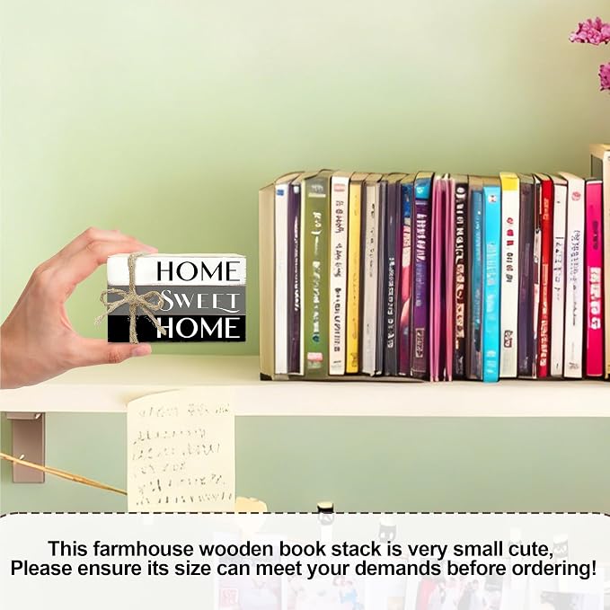 Mini Decorative Books For Home Decor, Small Wood Book Stack For Table Decor - Image 2