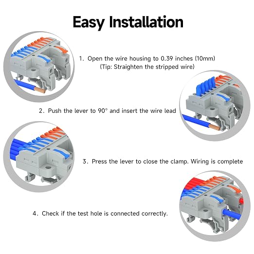 3Pcs Lever Wire Connectors, 2 in 10 Out, 4-2.5 mm² | 4-2.5 mm² Quick Wiring DIN - Image 6