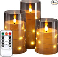 NURADA Flickering Flameless Candles: Built-in Star String Lights 3D Wick by NURADA