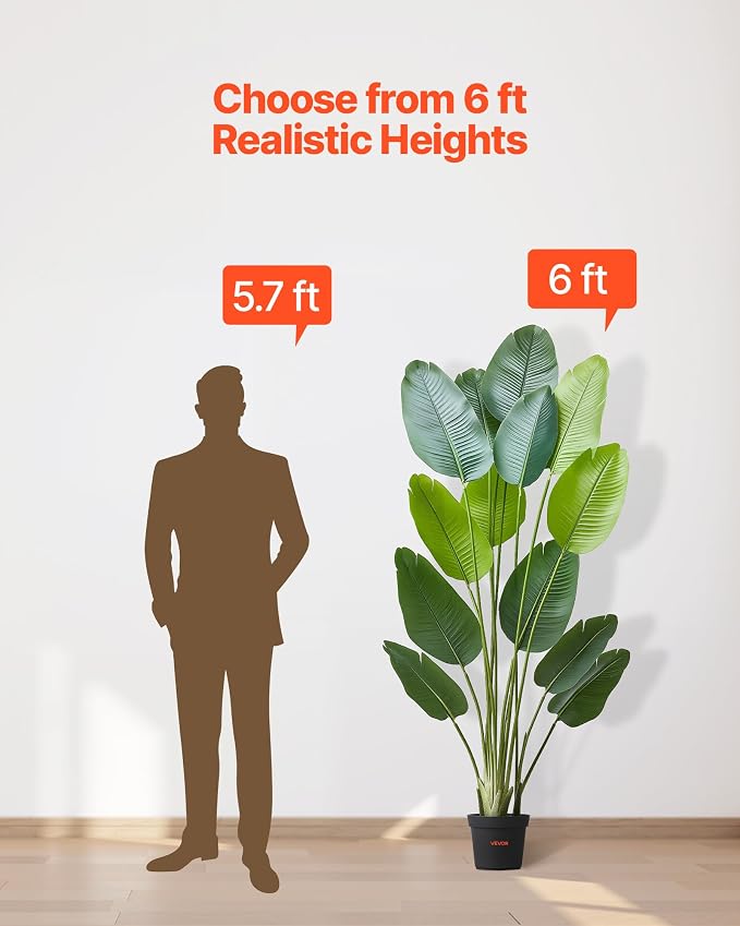 VEVOR Artificial Bird of Paradise 6 ft Tall, Fake Tropical Plants - Image 6