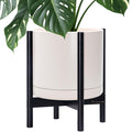 D'vine Dev Ceramic Pot with Ebony Wood Stand, 14 in, 55-B-S-8 | Mid-Century by DvineDevPlanterPotsandStand