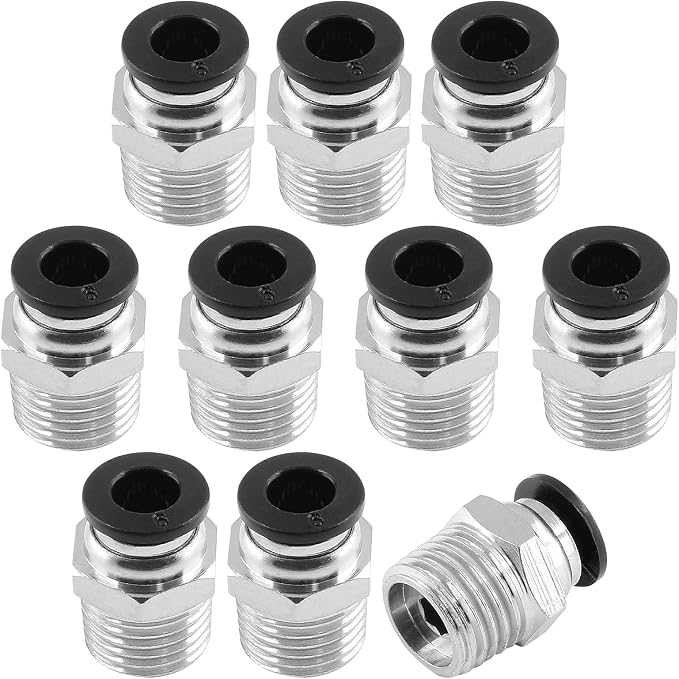 10Pcs 6mm Push Connect 1/4 NPT Male Straight Pneumatic Fitting | Pure Copper by Qjaiune