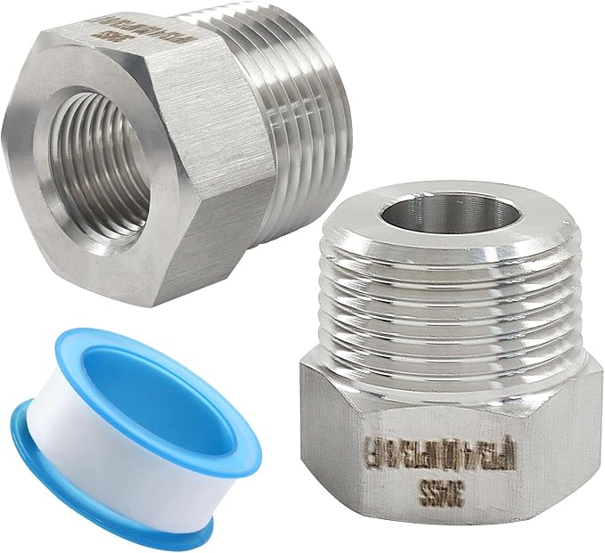 3/4" Male NPT to 3/8" Female NPT Hex Bushing Reducer, 2 Pack | 304 Stainless by Unknown