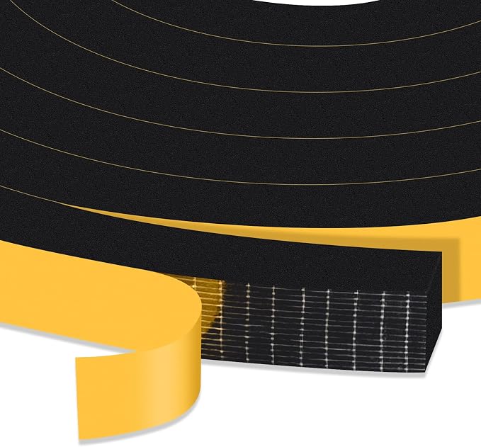 Square Foam Insulation Tape for Doors & Large Gaps, 26Ft Bulk Pack | Blocks by Trisiki