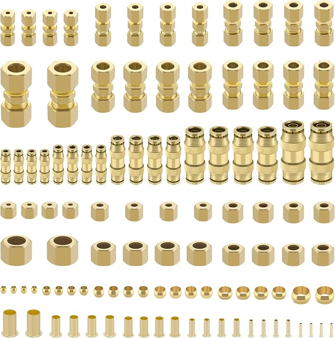 178 Pcs DOT Quick Push to Connect Fittings Straight Union & Brass Compression by Taiidaues