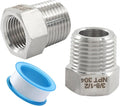 1/2" Male NPT to 3/8" Female NPT Hex Bushing Reducer, 2 Pack | 304 Stainless by Unknown