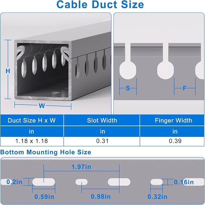 1.2"H x 1.2"W Cable Raceway, 12ft Under Desk Wire Management Channel, 4 Pack - Image 2