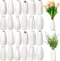 Yaomiao 5'' Small White Ceramic Bud Vases Bulk Set of 24 | Mini Flower Vase Bulk by Yaomiao