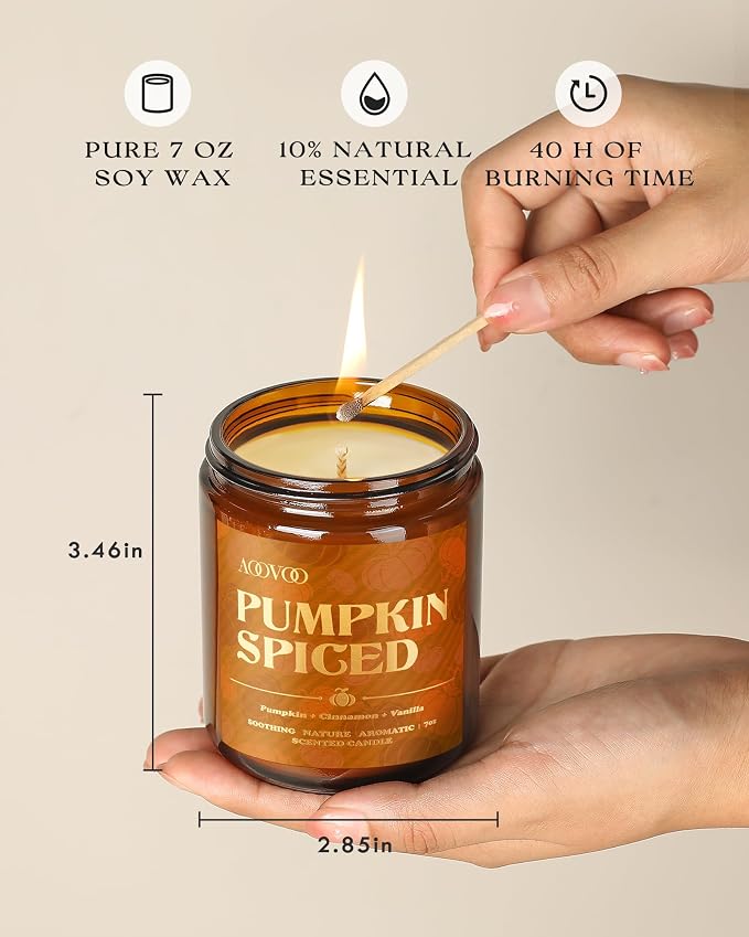AOOVOO 4 Pack Fall Candles Set - 28 oz Autumn Candle Gift - Image 4