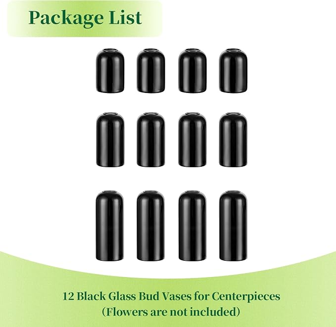Hewory Glass Bud Vases for Flowers: 12PCS Modern Black Small Vases Bulk | Mini - Image 6