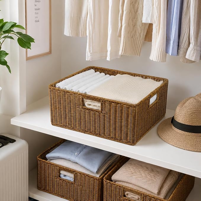 Large Wicker Basket, Waterproof Wicker Storage Basket - Image 8