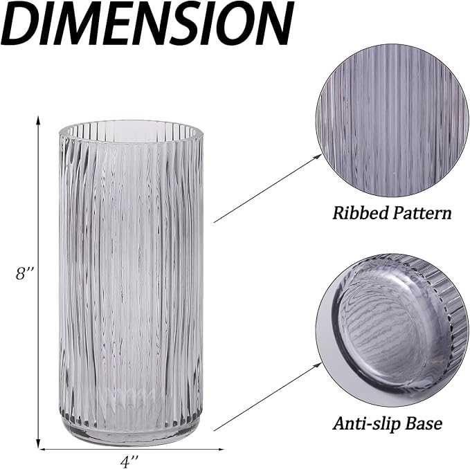 Ribbed Glass Vase, Flower Vases - Image 7