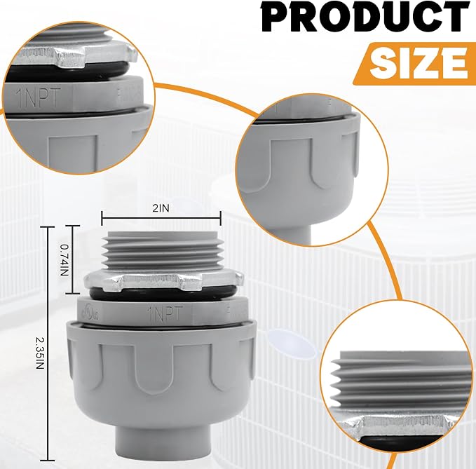 1 inch Liquid Tight Connector PVC Flexible Conduit Connector, Straight 180 - Image 2