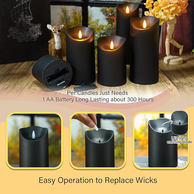 Nimiko Flameless Candles with Remote, Battery Operated Flickering Flameless - Image 2