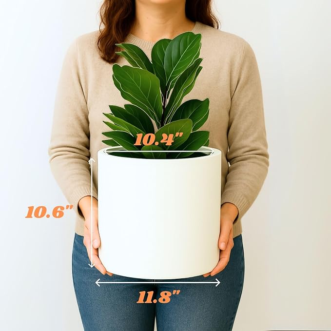 Fox & Fern Large Planter for Indoor or Outdoor, Matte White, 12 Inch | UV & - Image 6