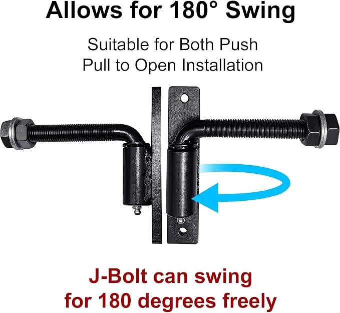 3/4'' J Bolt Gate Hinge, Farm Fence Hinge, 180 Degree Adjustable - Image 5